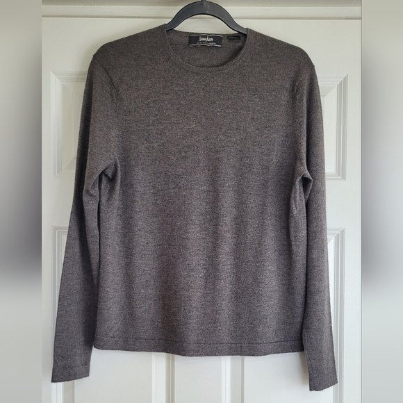 Neiman Marcus Heather Brown Cashmere Crewneck Sweater - Size S - Picture 1 of 9